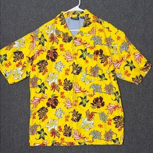 Anchor Blue Y2K Yellow Floral Casual Shirt Large